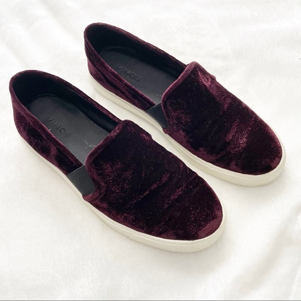 Vince Blair purple ox blood velvet sneakers 7 slip on